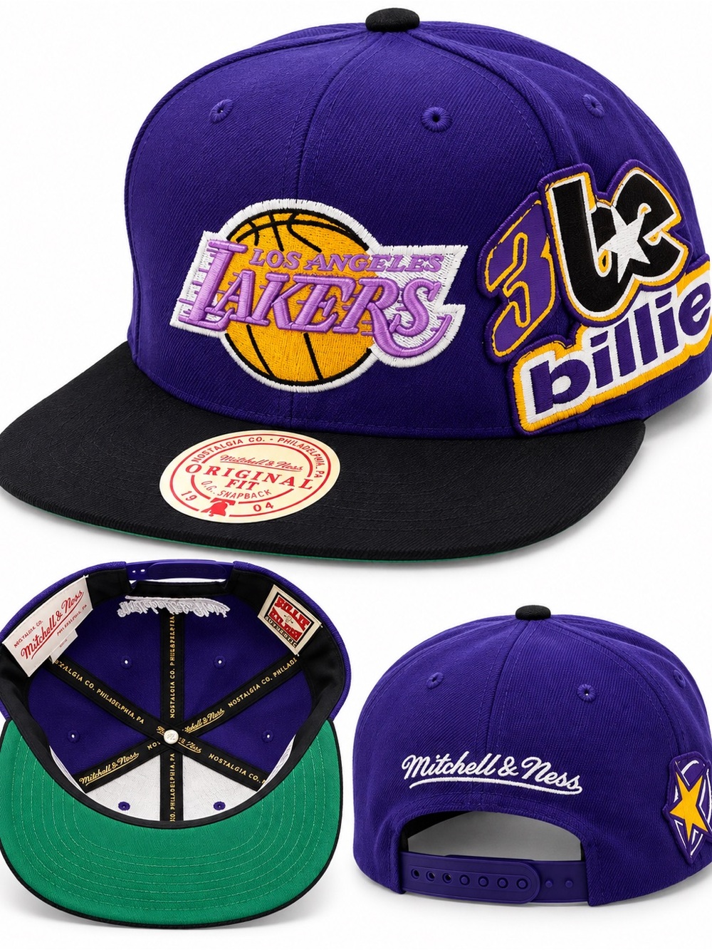Mitchell & Ness Los Angeles Lakers Purple & Black Snapback with Green Undervisor